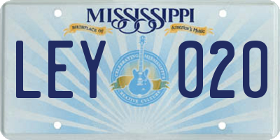 MS license plate LEY020