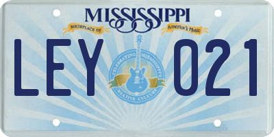 MS license plate LEY021