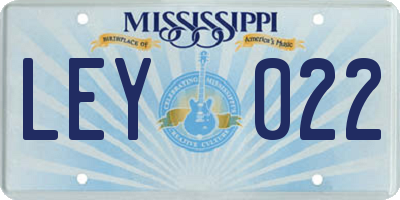 MS license plate LEY022