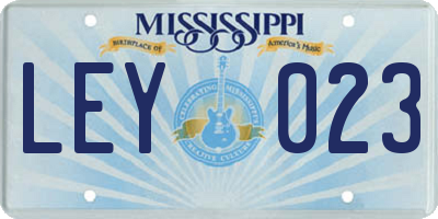 MS license plate LEY023