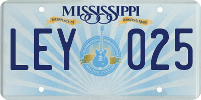 MS license plate LEY025