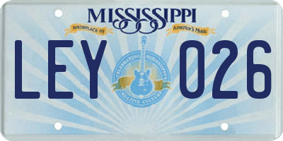 MS license plate LEY026