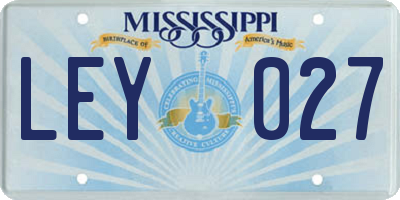 MS license plate LEY027