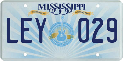 MS license plate LEY029