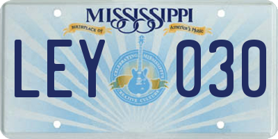 MS license plate LEY030