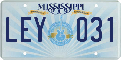 MS license plate LEY031