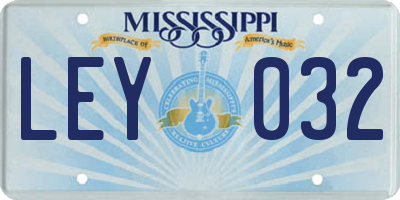 MS license plate LEY032