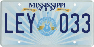 MS license plate LEY033