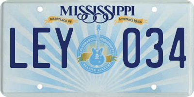 MS license plate LEY034