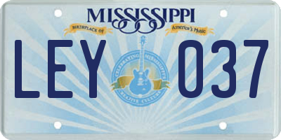 MS license plate LEY037