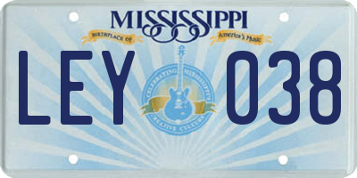 MS license plate LEY038
