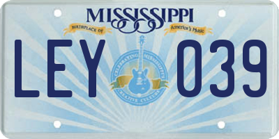 MS license plate LEY039