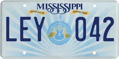MS license plate LEY042