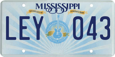 MS license plate LEY043