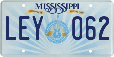 MS license plate LEY062