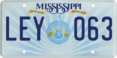 MS license plate LEY063