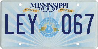 MS license plate LEY067