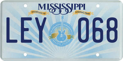 MS license plate LEY068
