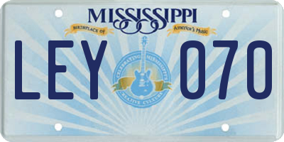 MS license plate LEY070