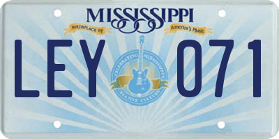 MS license plate LEY071