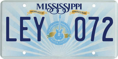 MS license plate LEY072