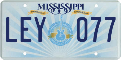MS license plate LEY077