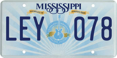 MS license plate LEY078