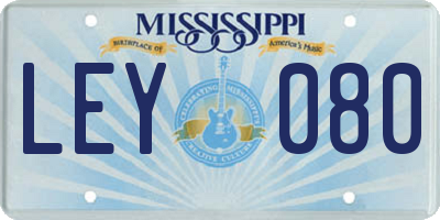 MS license plate LEY080