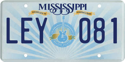 MS license plate LEY081