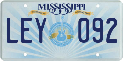 MS license plate LEY092