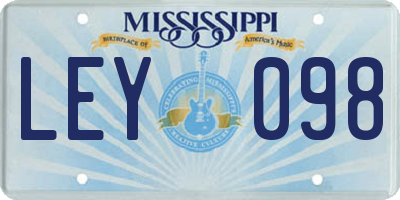 MS license plate LEY098