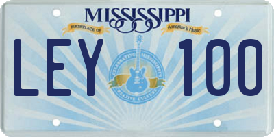 MS license plate LEY100