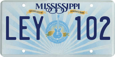 MS license plate LEY102