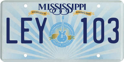 MS license plate LEY103