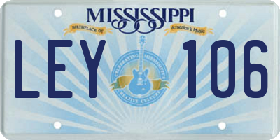MS license plate LEY106