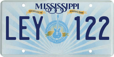 MS license plate LEY122