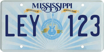 MS license plate LEY123
