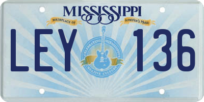MS license plate LEY136