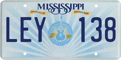 MS license plate LEY138