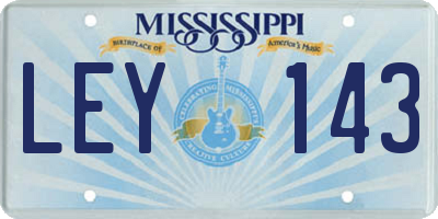 MS license plate LEY143