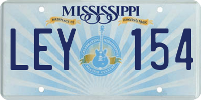 MS license plate LEY154