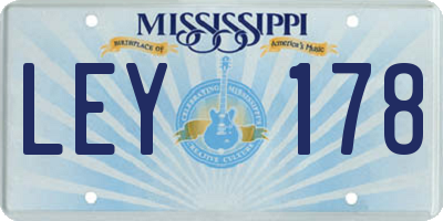 MS license plate LEY178