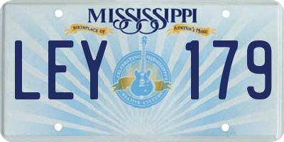 MS license plate LEY179