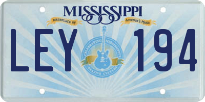 MS license plate LEY194