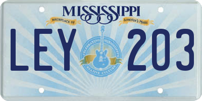 MS license plate LEY203