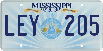 MS license plate LEY205