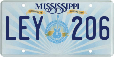 MS license plate LEY206