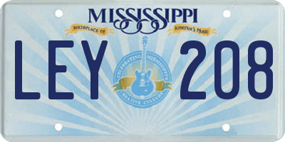 MS license plate LEY208