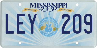 MS license plate LEY209