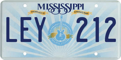 MS license plate LEY212